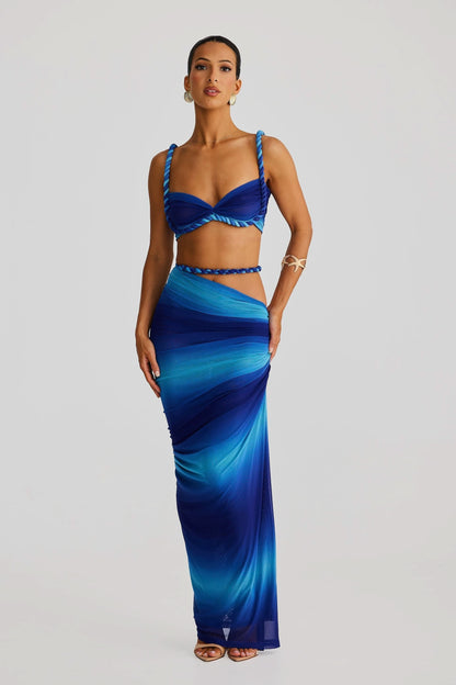 Women's Cocktail Ruched Cutout Maxi Dress Two Piece Set