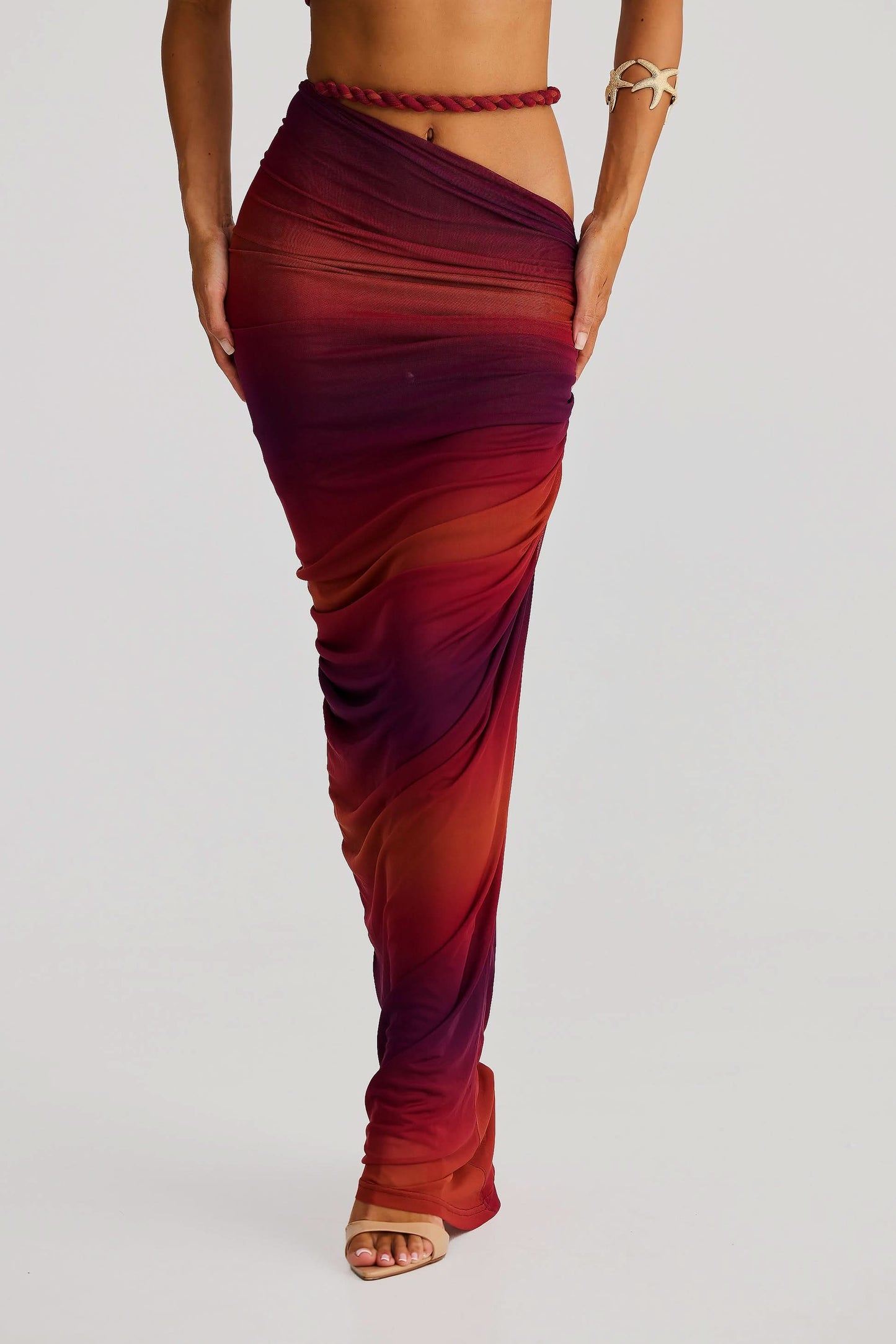 Women's Cocktail Ruched Cutout Maxi Dress Two Piece Set