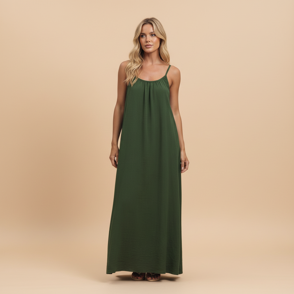 Women's Summer Spaghetti Strap Scoop Neck Maxi Dress
