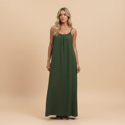 Women's Summer Spaghetti Strap Scoop Neck Maxi Dress