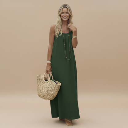 Women's Summer Spaghetti Strap Scoop Neck Maxi Dress