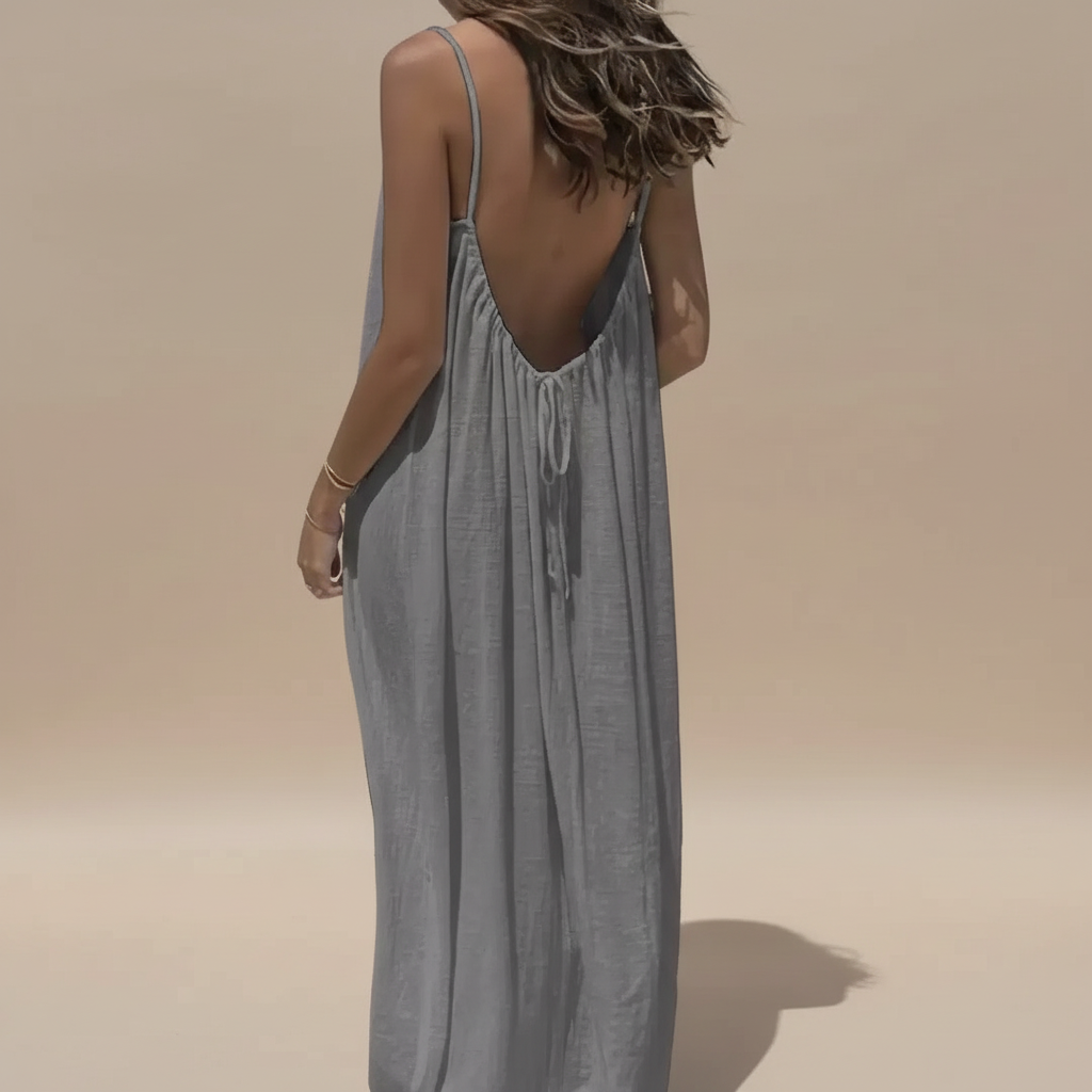 Women's Summer Spaghetti Strap Scoop Neck Maxi Dress