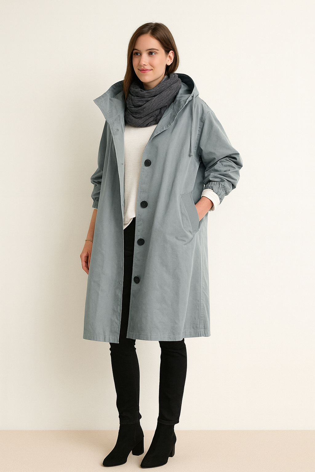 Jesień – Miękki Cottonfeel – Długi Płaszcz