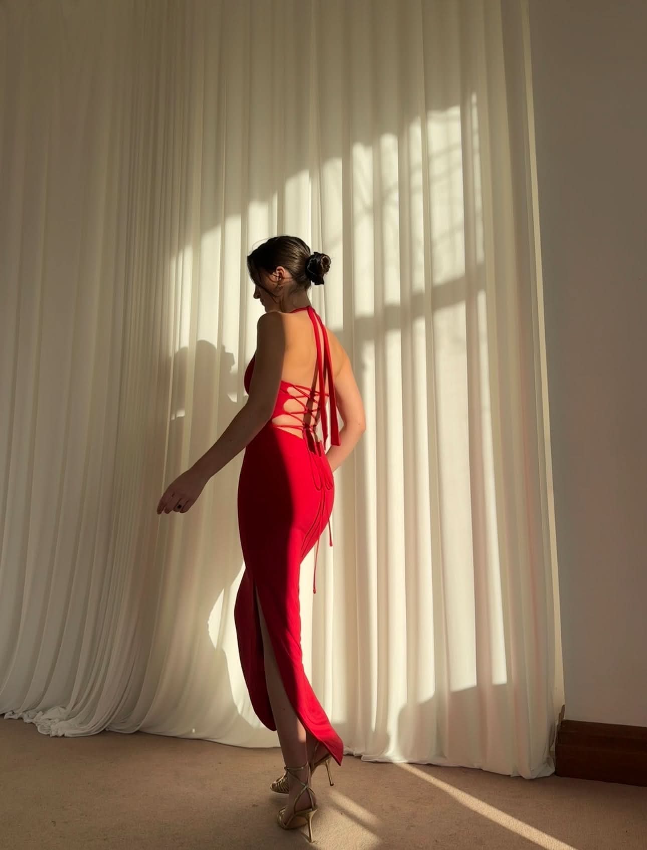 Women's Cocktail Halter Bodycon Maxi Dress With Side Slit