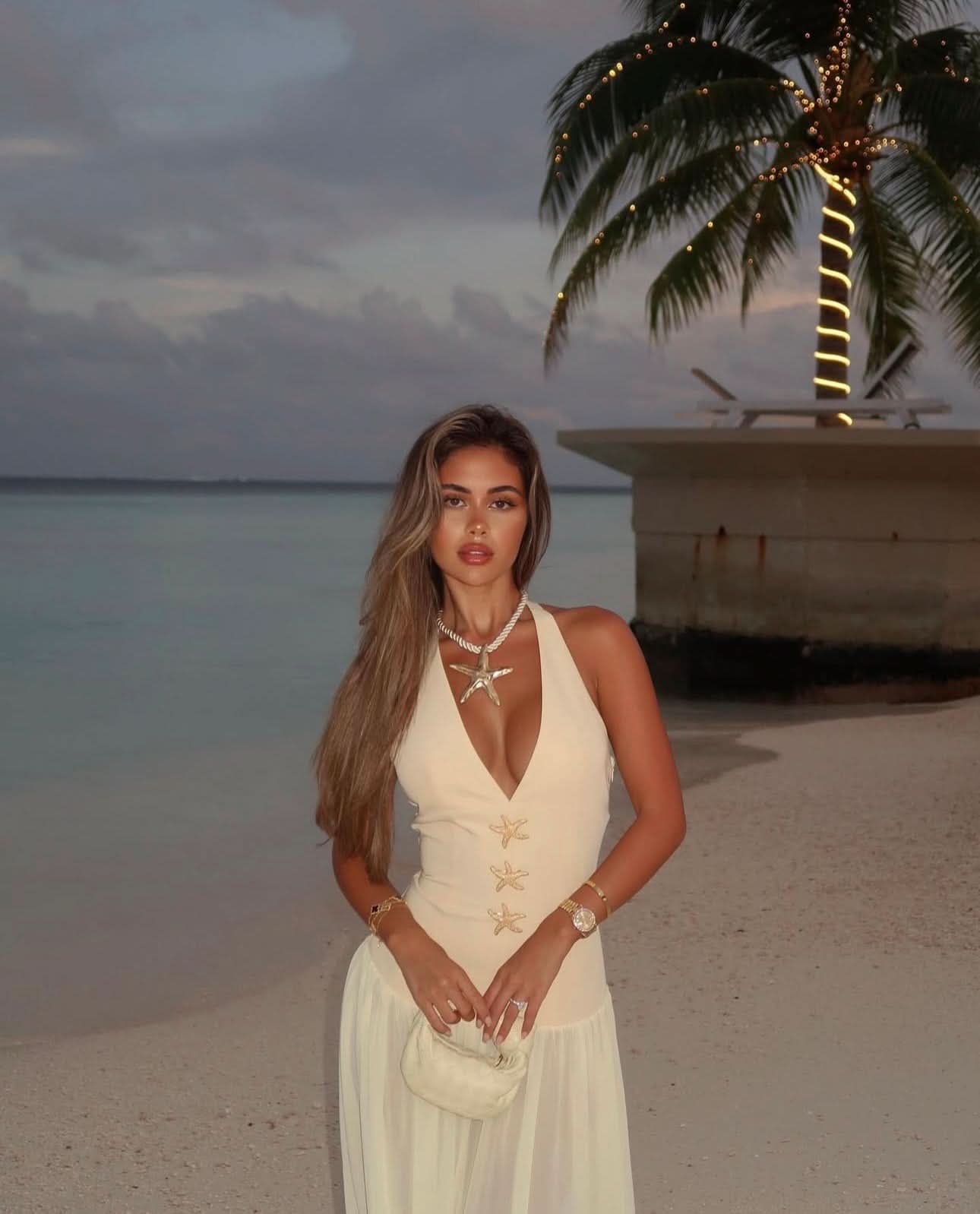 Women's Wedding Guest Halter Plunge Maxi Dress