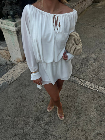 Women's Summer Off Shoulder Long Sleeve Mini Dress