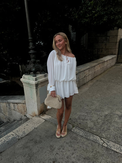 Women's Summer Off Shoulder Long Sleeve Mini Dress