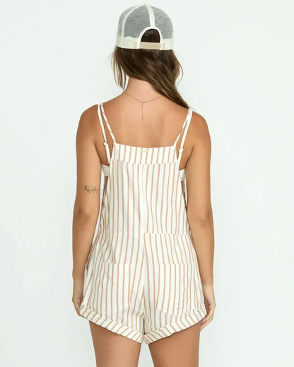 Women's Summer Striped Square Neck Short Romper Overall