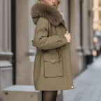 Luksusowa Zimowa Kurtka Puchowa z Kapturem