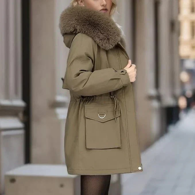 Luksusowa Zimowa Kurtka Puchowa z Kapturem