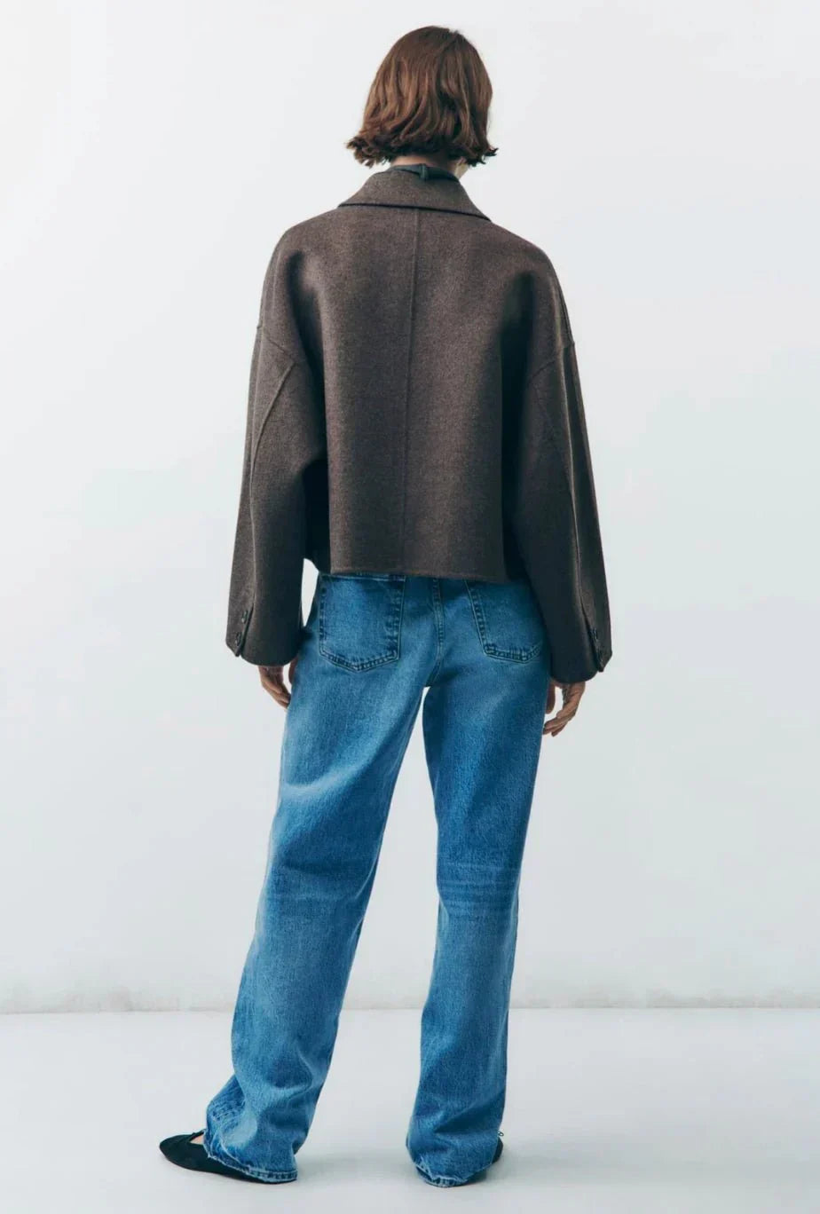 Jesień – Luksusowy Wełniany Płaszcz – Oversized Krótki Płaszcz