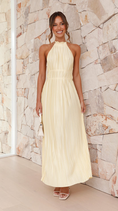Women's Wedding Guest Halter Maxi Dress With Open Back