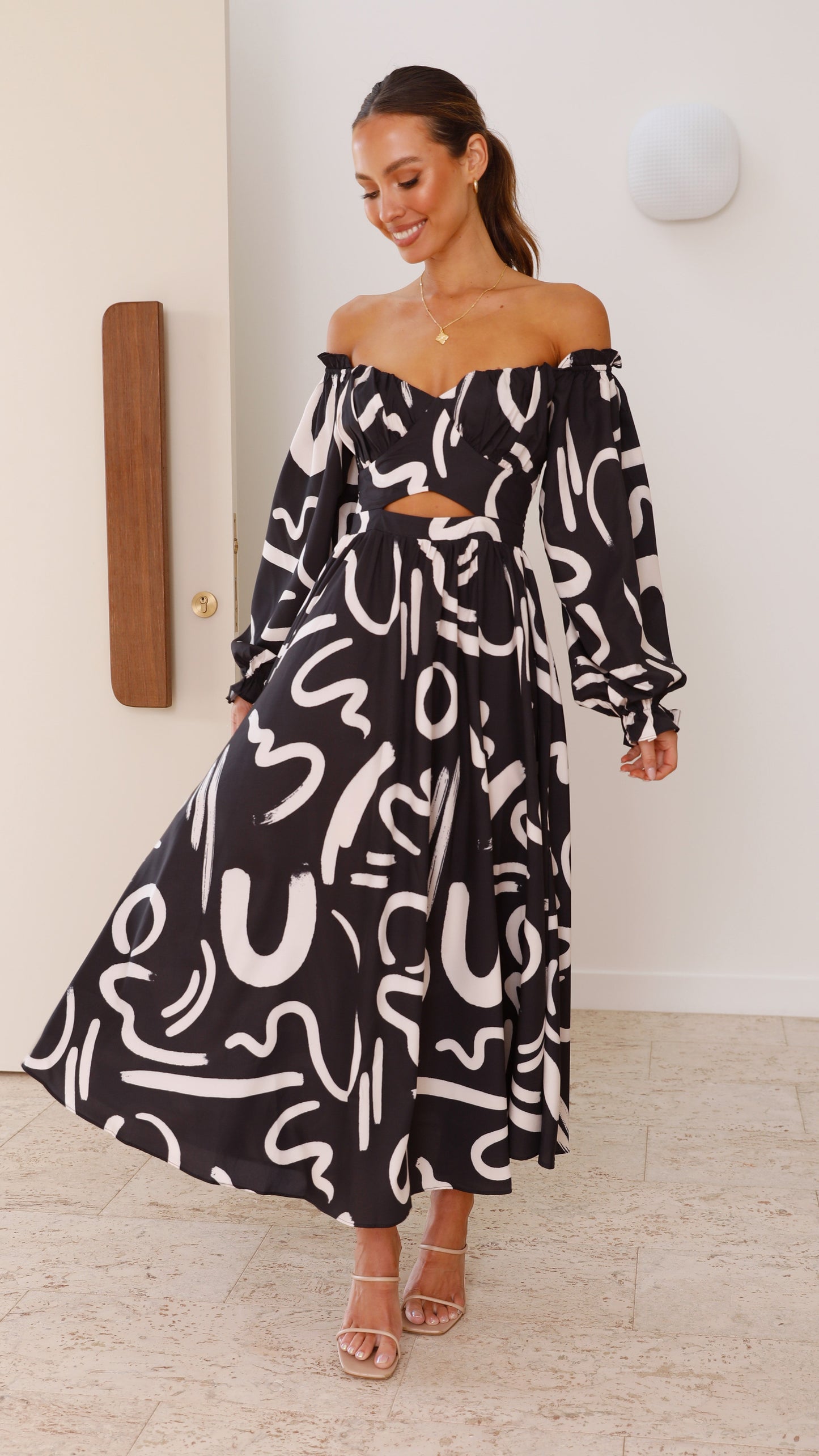 Women's Wedding Guest Off Shoulder Maxi Dress With Slit