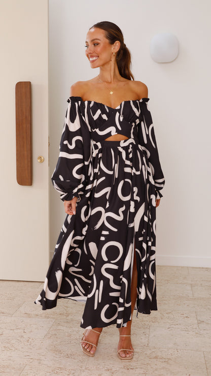 Women's Wedding Guest Off Shoulder Maxi Dress With Slit