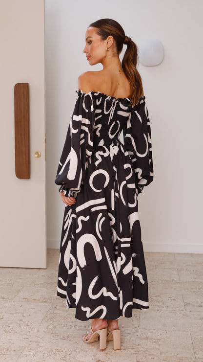 Women's Wedding Guest Off Shoulder Maxi Dress With Slit