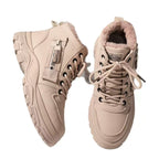 Chunky ocieplane botki z sznurówkami i zamkiem błyskawicznym