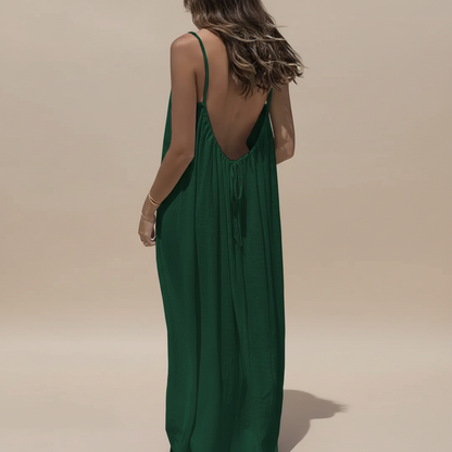Women's Summer Spaghetti Strap Scoop Neck Maxi Dress