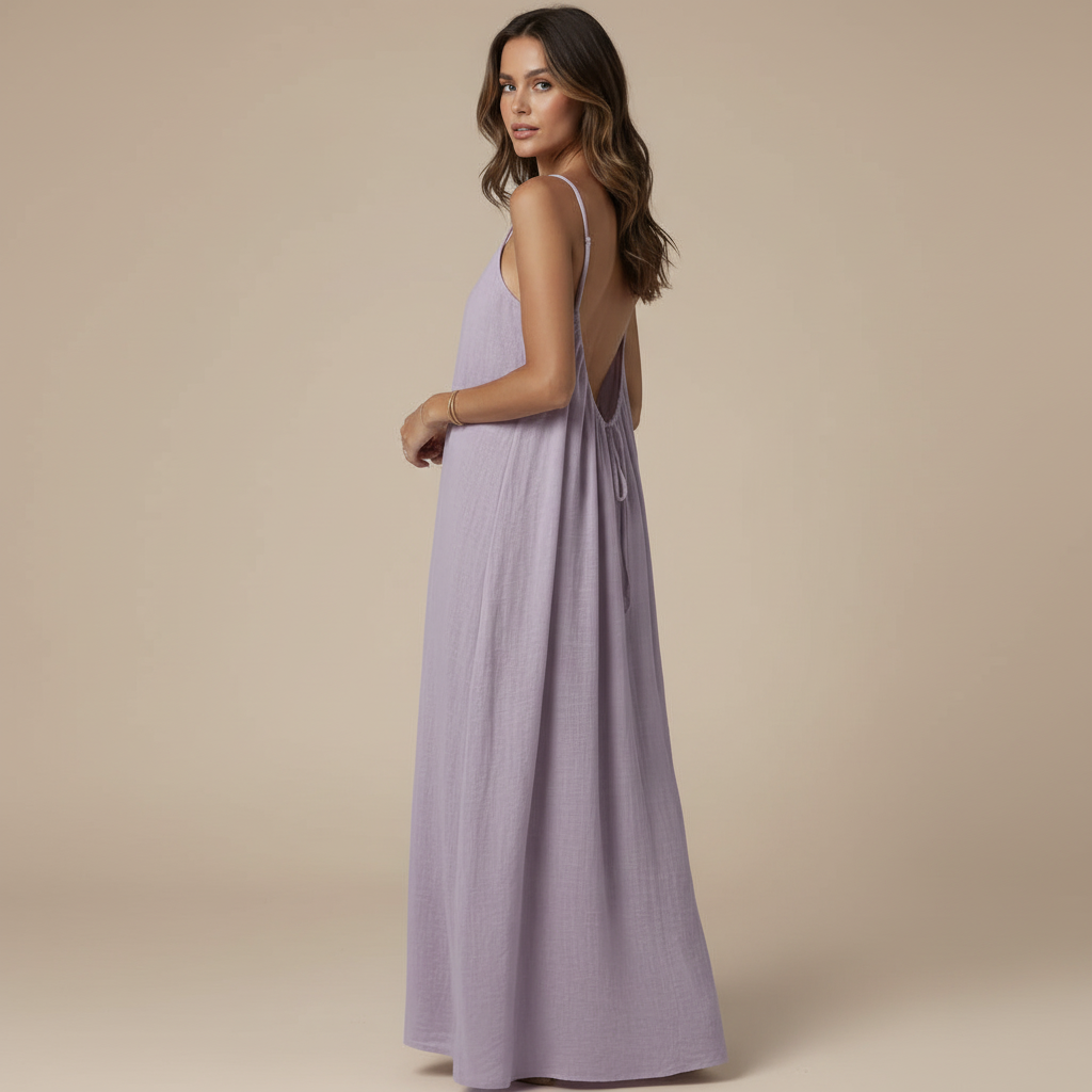Women's Summer Spaghetti Strap Scoop Neck Maxi Dress