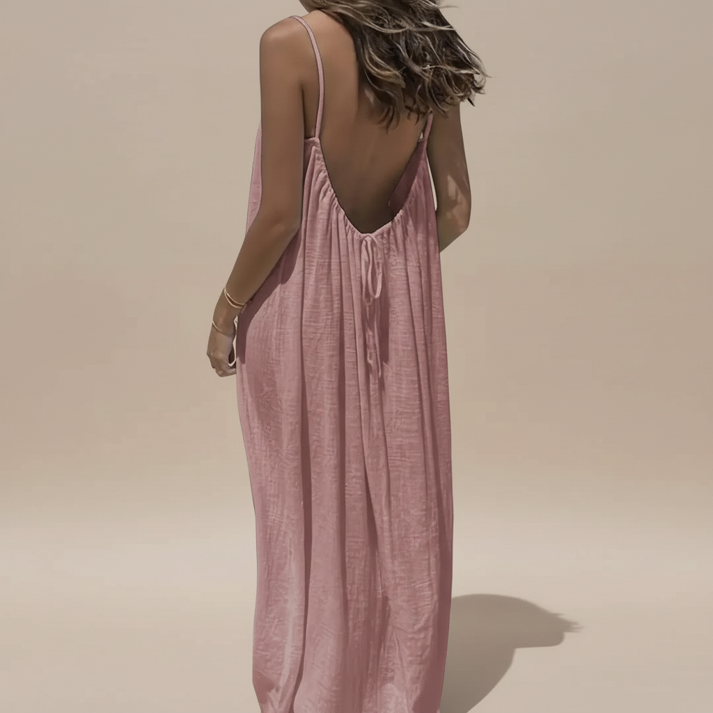 Women's Summer Spaghetti Strap Scoop Neck Maxi Dress
