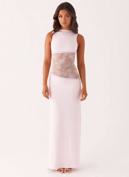 Women's Cocktail Sleeveless Lace Cutout Maxi Dress