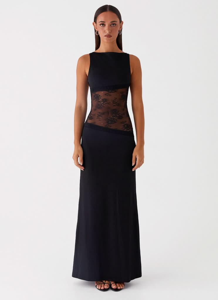 Women's Cocktail Sleeveless Lace Cutout Maxi Dress