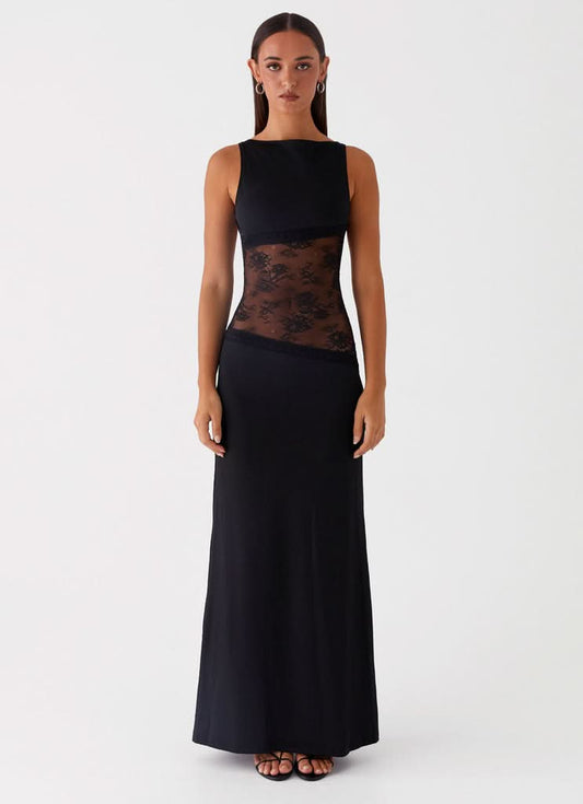 Women's Cocktail Sleeveless Lace Cutout Maxi Dress