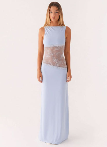 Women's Cocktail Sleeveless Lace Cutout Maxi Dress