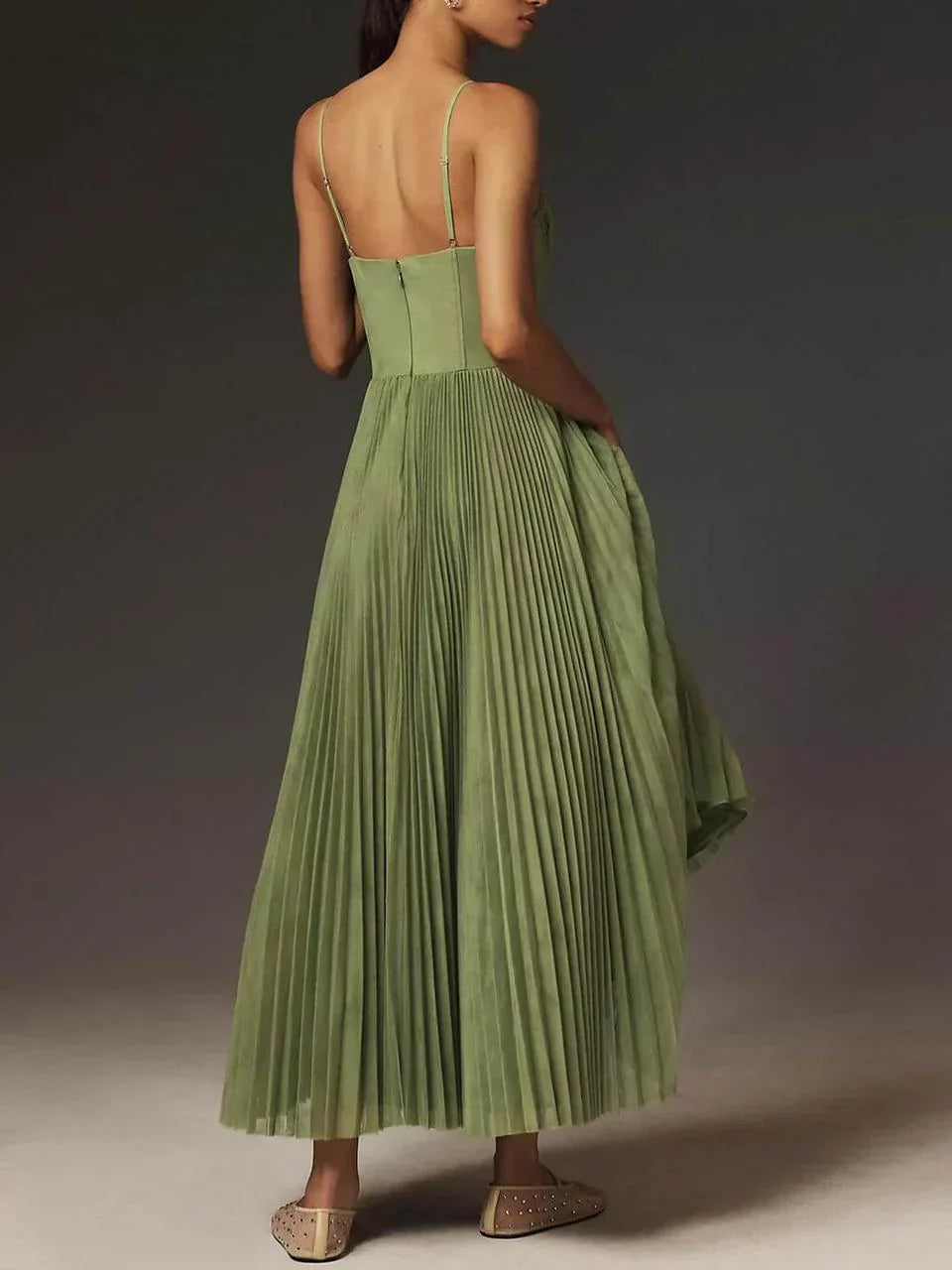 Women's Wedding Guest Pleated Sweetheart Maxi Dress