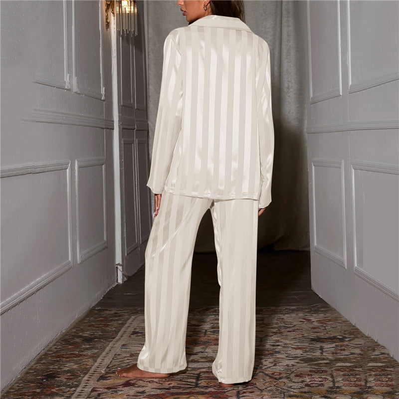 Women's Striped Long Sleeve Button Up Pajama Set