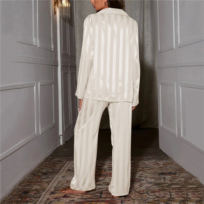 Women's Striped Long Sleeve Button Up Pajama Set