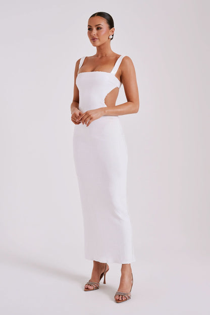 Women's Prom Sequin Square Neck Cut Out Maxi Dress