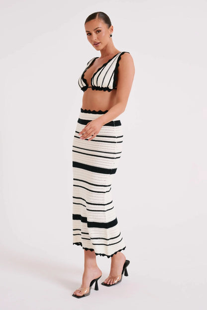 Women's Summer Striped V Neck Maxi Two Piece Set