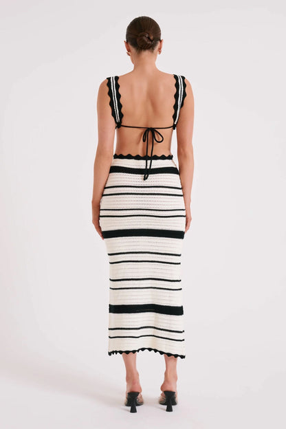Women's Summer Striped V Neck Maxi Two Piece Set