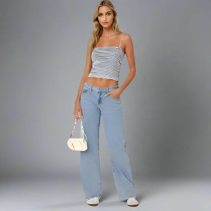 Women's Low Rise Wide Leg Full Length Jeans