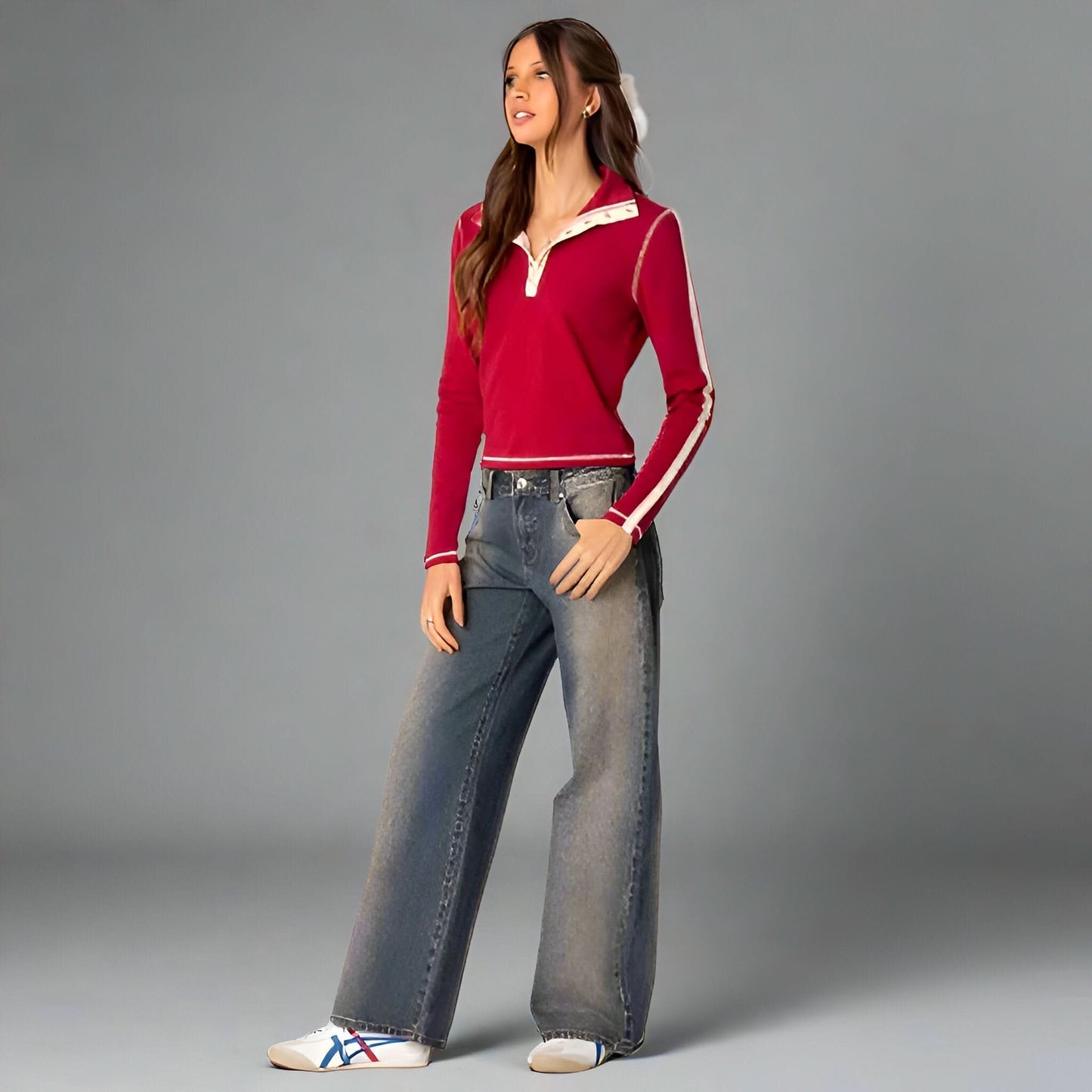 Women's Low Rise Wide Leg Full Length Jeans