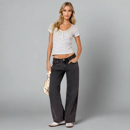 Women's Low Rise Wide Leg Full Length Jeans