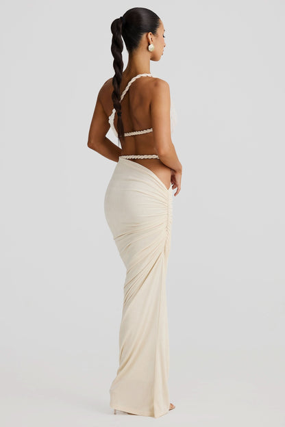 Women's Cocktail Ruched Cutout Maxi Dress Two Piece Set