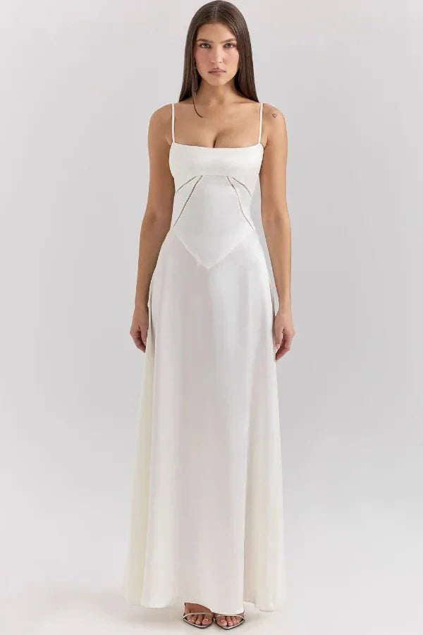 Women's Prom Satin Square Neck Maxi Dress