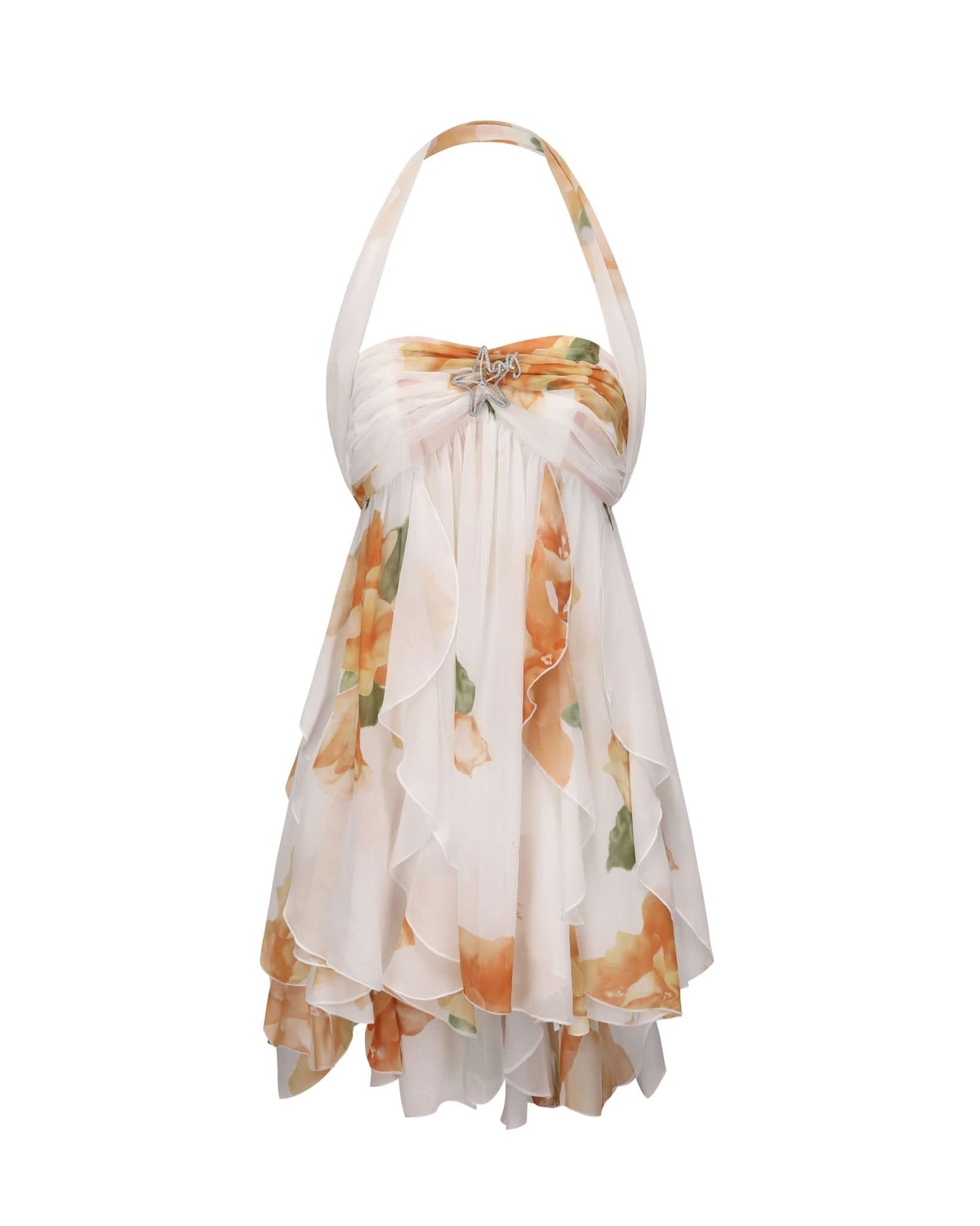 Women's Wedding Guest Floral Halter Mini Dress