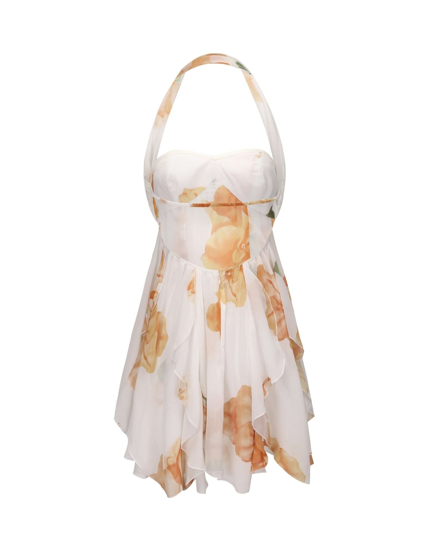 Women's Wedding Guest Floral Halter Mini Dress