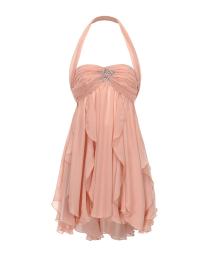 Women's Wedding Guest Floral Halter Mini Dress