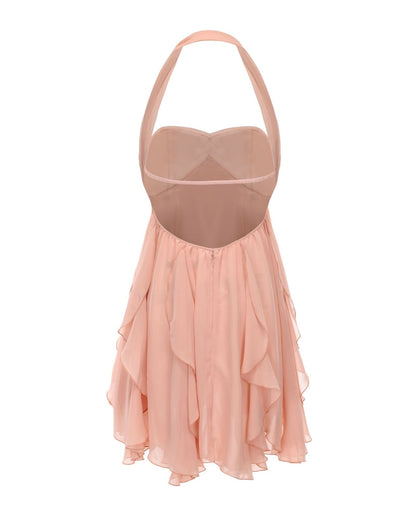 Women's Wedding Guest Floral Halter Mini Dress