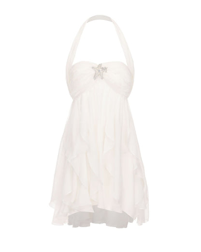 Women's Wedding Guest Floral Halter Mini Dress