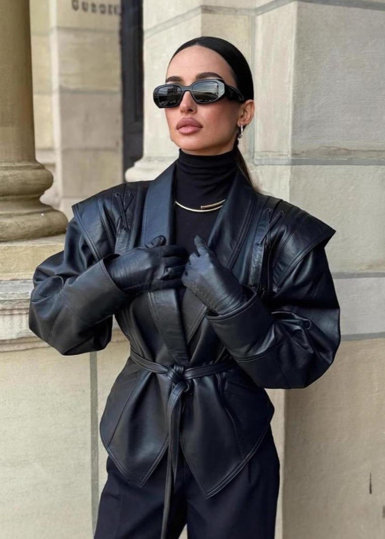 Jesień/Zima – Luksusowe Wykończenie Skórzane – Dopasowana Kurtka Statement