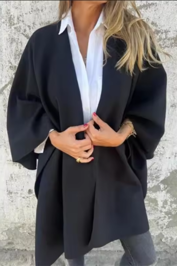 Miękki Płaszcz z Długim Rękawem w Stylu Cape