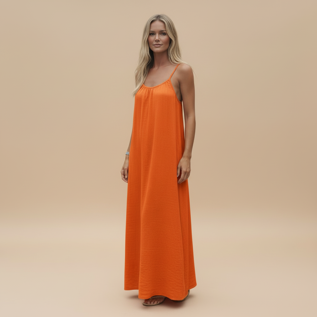 Women's Summer Spaghetti Strap Scoop Neck Maxi Dress