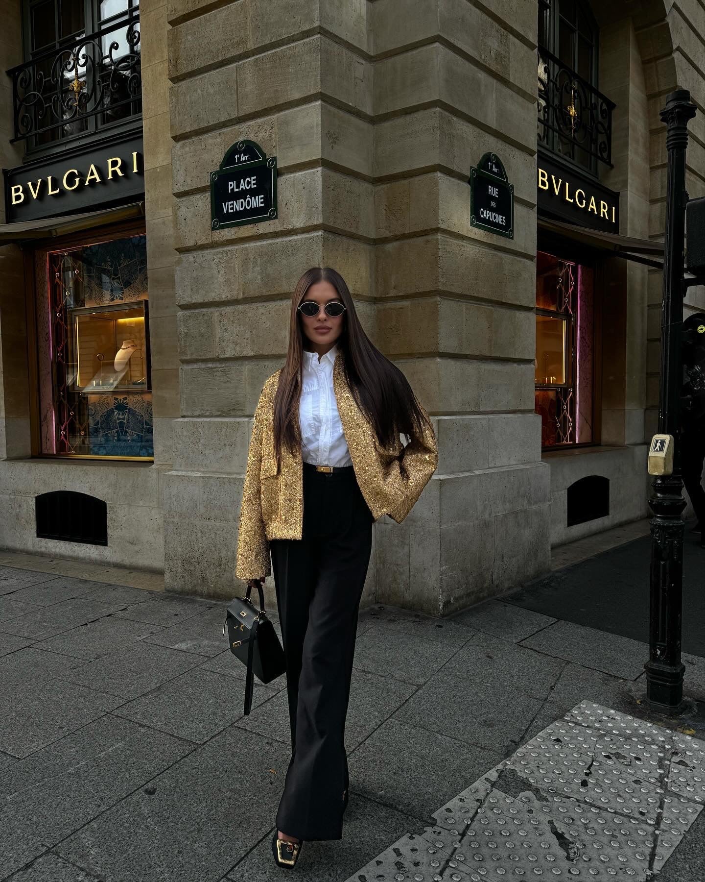 Złota Tweedowa Kurtka Statement