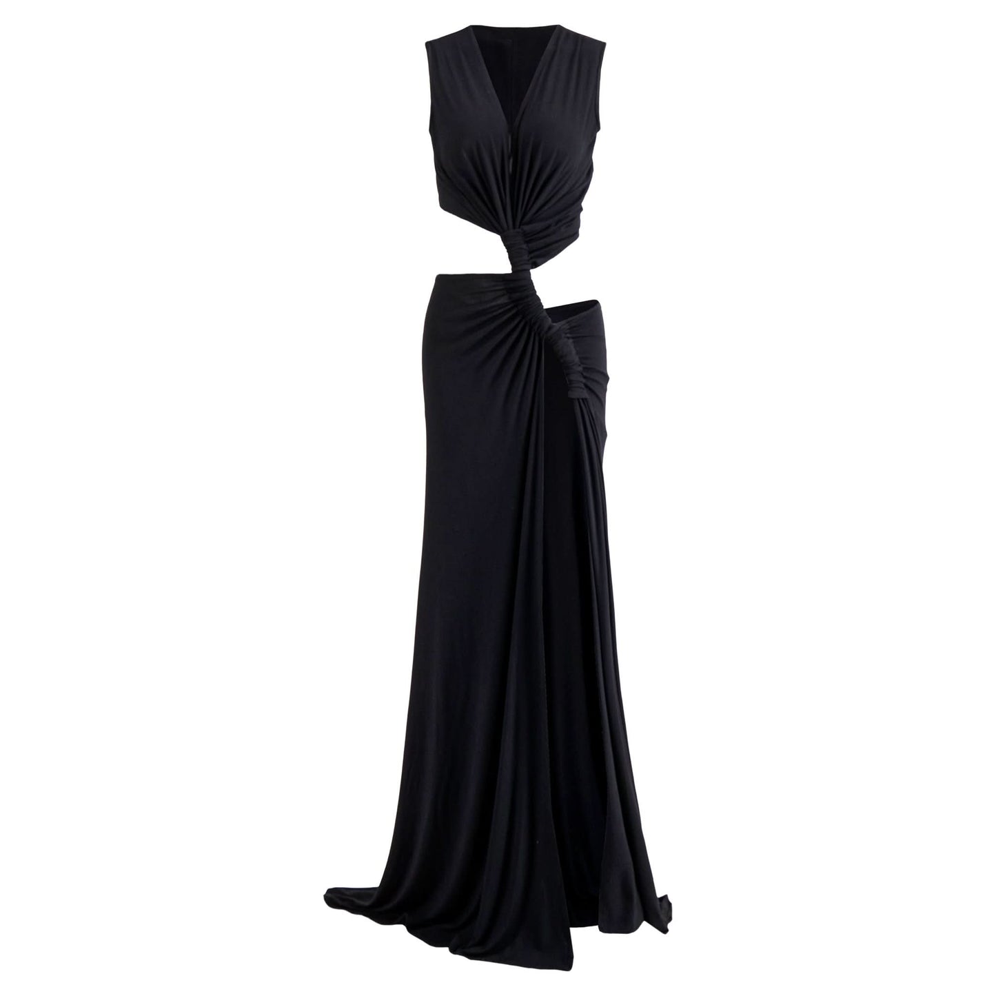 Women's Wedding Guest Cutout V Neck Slit Maxi Dress