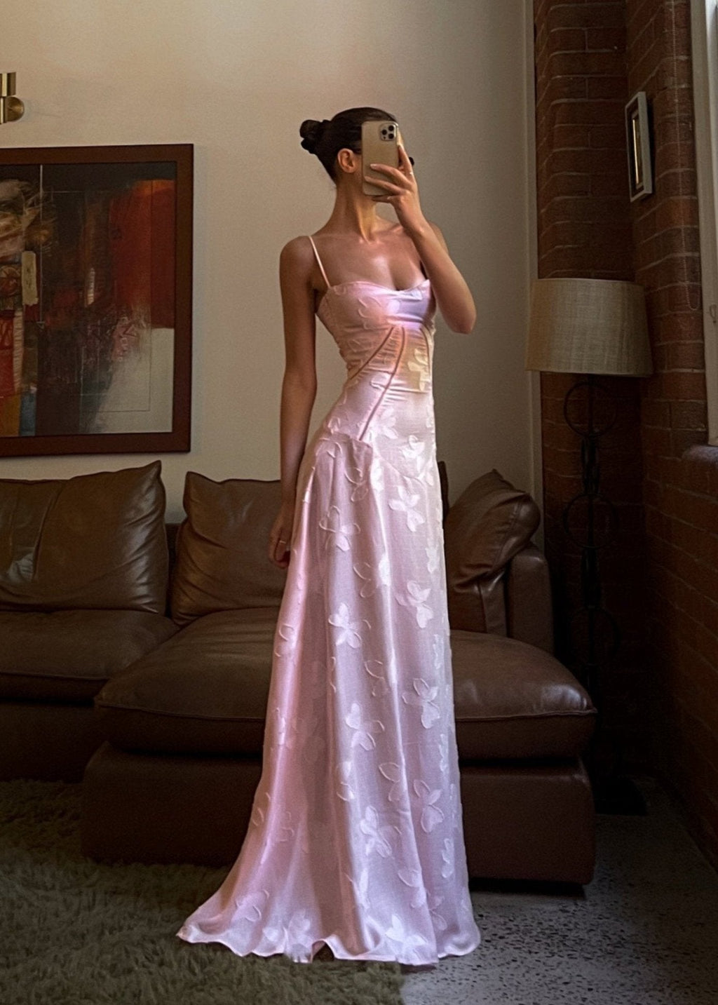 Maxi Sukienka z Kwiatową Strukturą