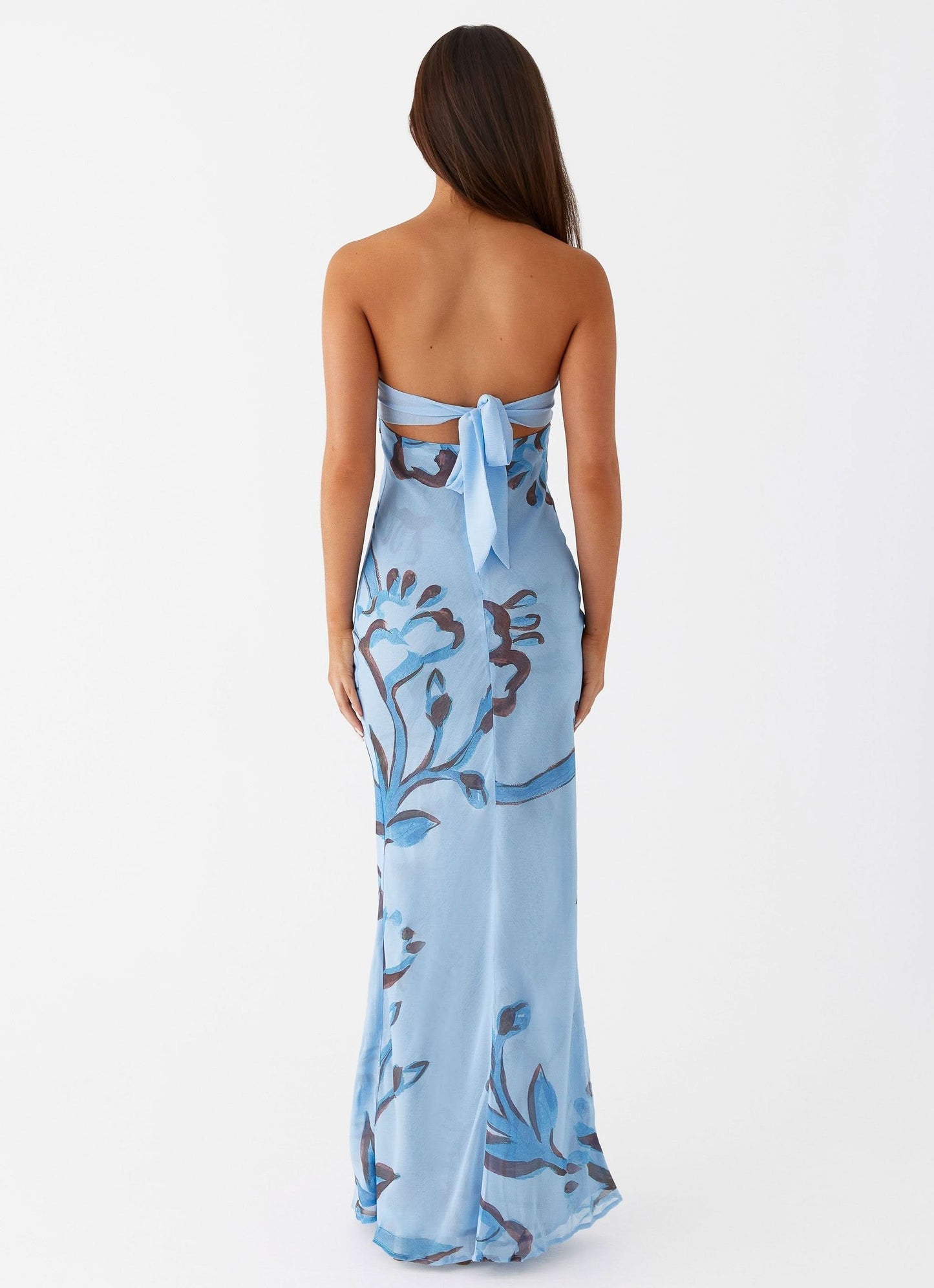 Women's Wedding Guest Floral Strapless Maxi Dress
